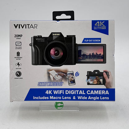 New Vivitar 4K WiFi Digital Camera VECXX101-MBLK 20MP