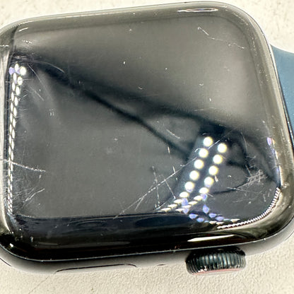 Factory Unlocked Apple Watch SE 2nd Gen 44MM Black Aluminum w/ Blue Sport Band