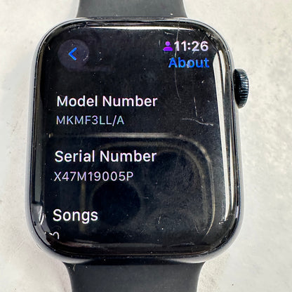 Unlocked Apple Watch Series 7 45MM Midnight Aluminum Black Sport Band MKMF3LL/A