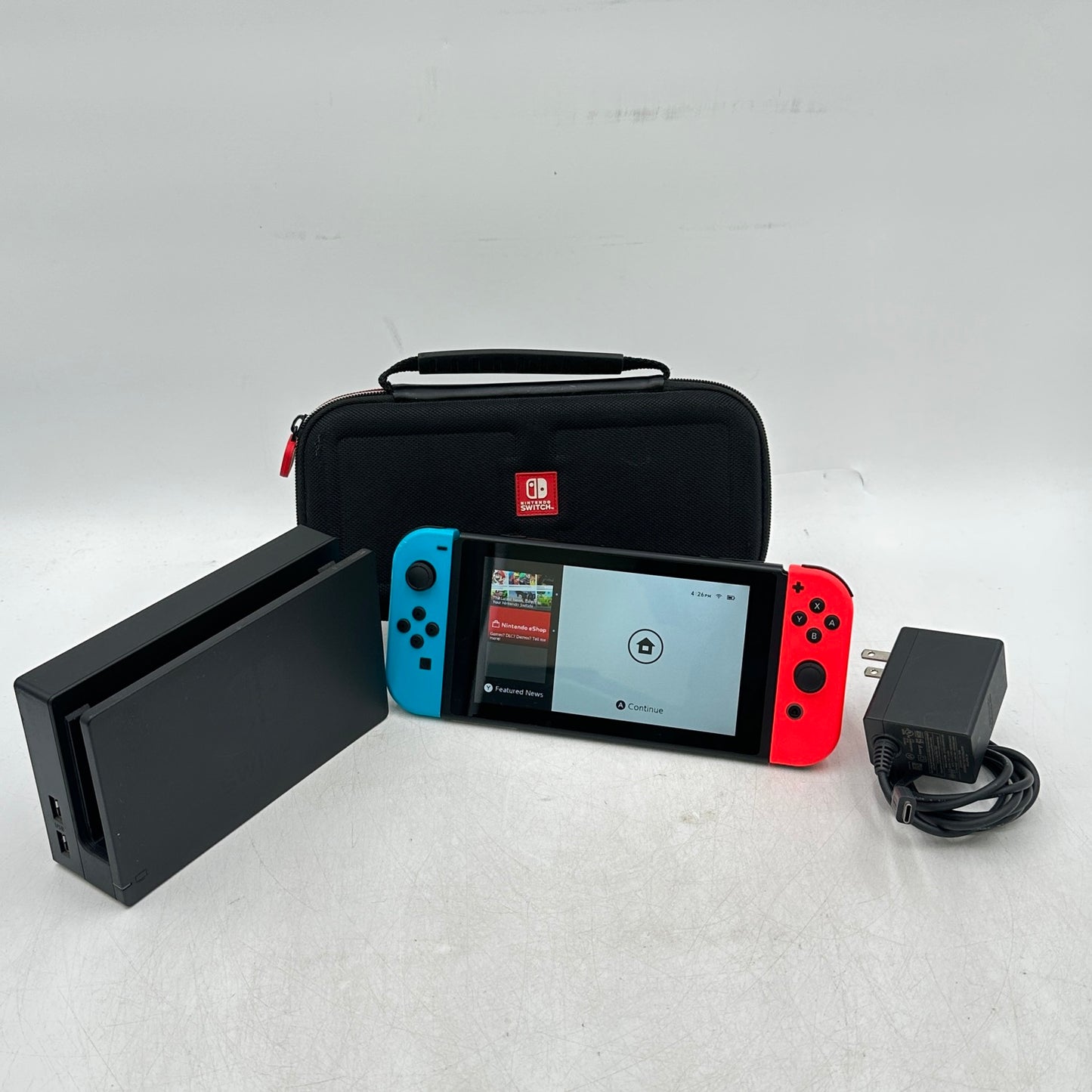 Nintendo Switch v2 HAC-001(-01) Red/Blue Video Game Console Bundle