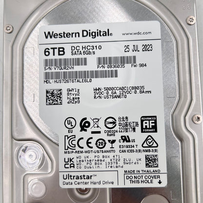 Western Digital WD 3.5" Ultrastar DC HC310 6TB SATA III 6Gbps HDD 0B36035