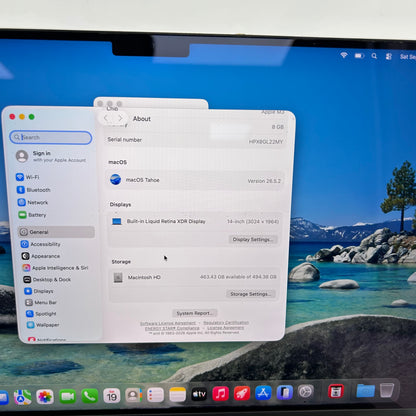 2023 Apple MacBook Pro 14" M3 8C GPU 4.0GHz 8GB RAM 512GB SSD A2918