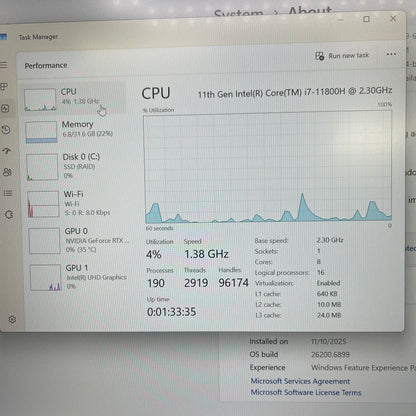 HP Omen 16-B005DX 16.1 I7-11800H 2.3GHz 32GB RAM 1TB SSD GeForce RTX 3070