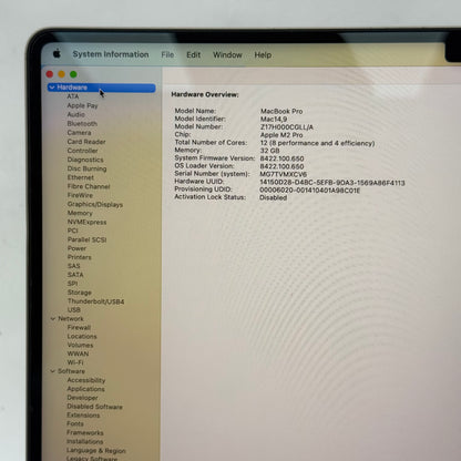 2023 Apple MacBook Pro 14" M2 Pro 19C GPU 3.5GHz 32GB RAM 1TB SSD A2779