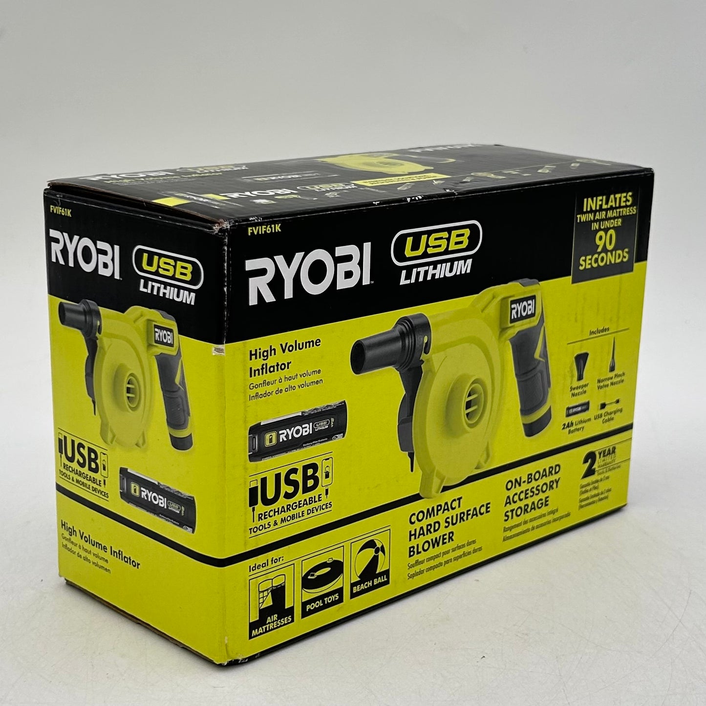 New Ryobi FVIF61K 4V High Volume Inflator