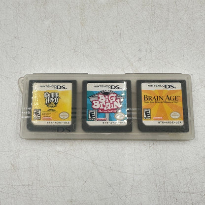 Lot of 3 Nintendo DS Games: Big Brain Academy/Brain Age/Guitar Hero Cartridge Only