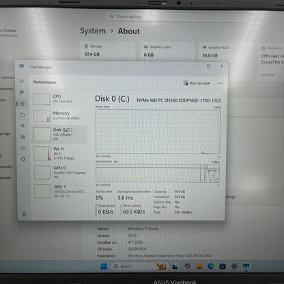 Asus Vivobook 16X OLED K3605V i9-13900H 2.6GHz 16GB RAM 1TB SSD GeForce RTX 4050