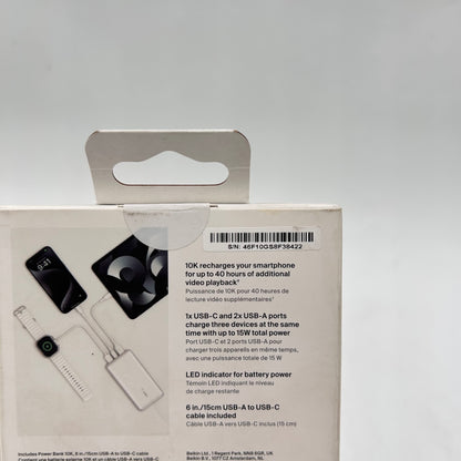 New Belkin BoostCharge Power Bank 10k 15W White
