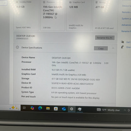 Lenovo ThinkPad X1 CARBON GEN 9 14" i7-1185G7 3.0GHz 16GB RAM 512GB SSD