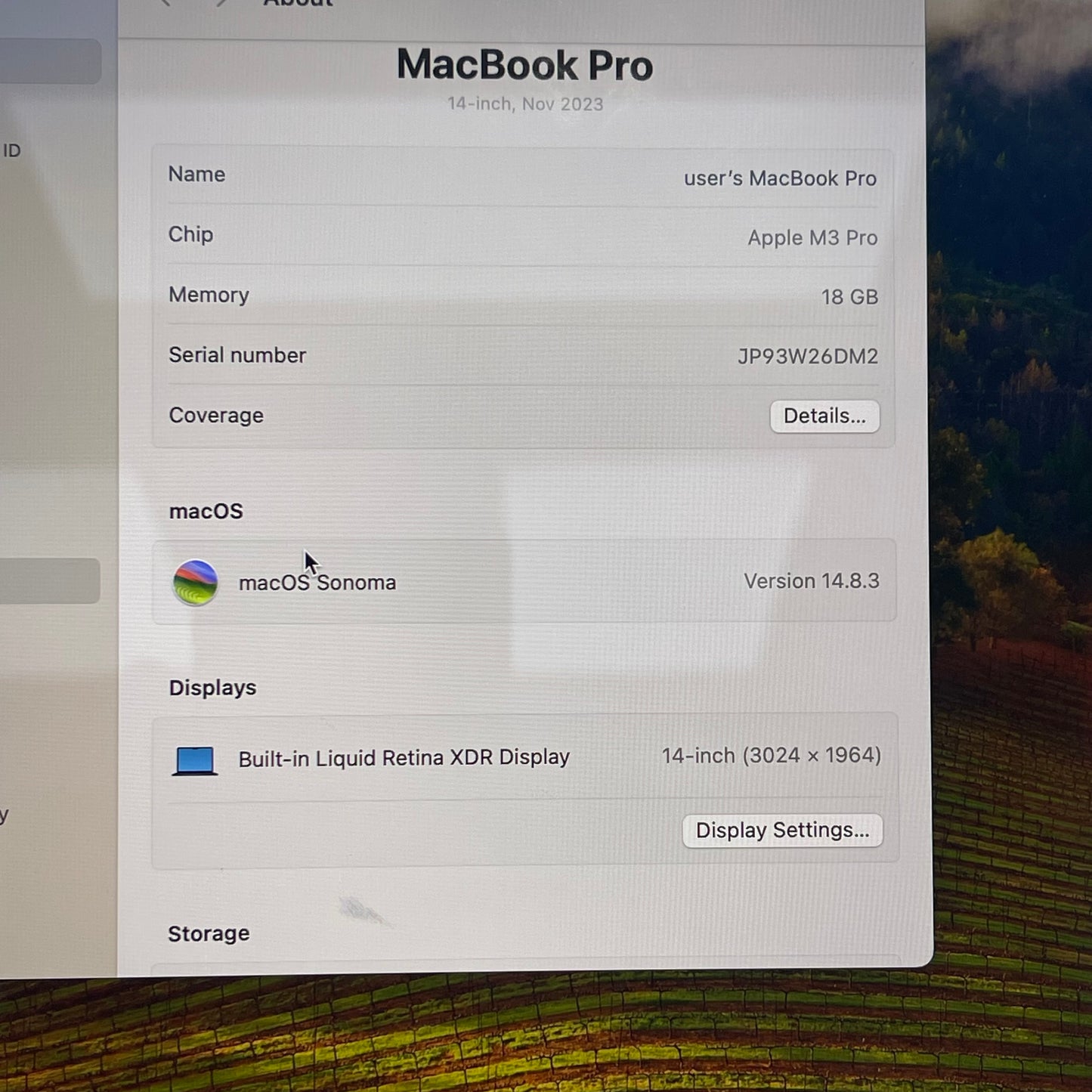 2023 Apple MacBook Pro 14" M3 Pro 14C GPU 4.0GHz 18GB RAM 512GB SSD A2992