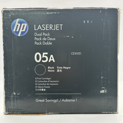 New HP 05A CE505D Black 2 Print  Cartridges