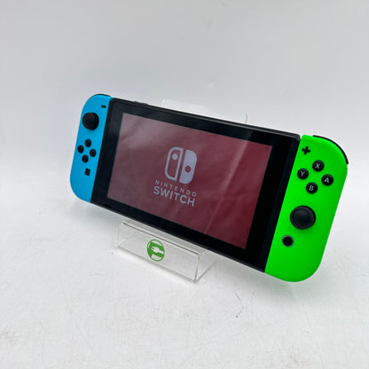 Nintendo Switch v1 Video Game Console HAC-001 Neon Blue/Green Bundle