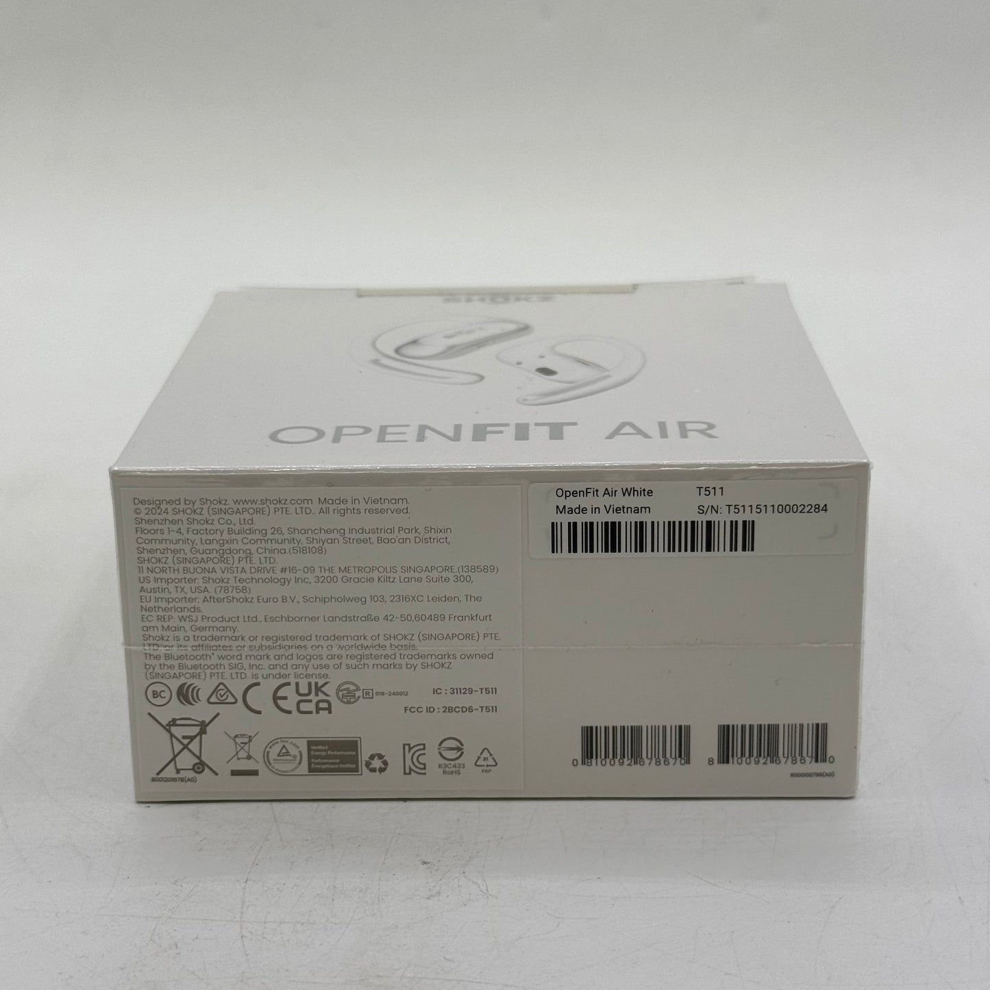 New Shokz OpenFit Air Open Ear True Wireless Earbuds White T511
