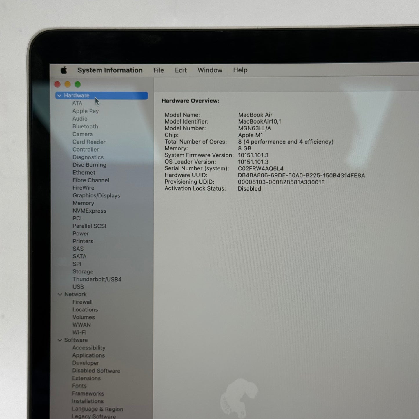 2020 Apple MacBook Air 13.3" M1 7C GPU 3.2GHz 8GB RAM 256GB SSD A2337