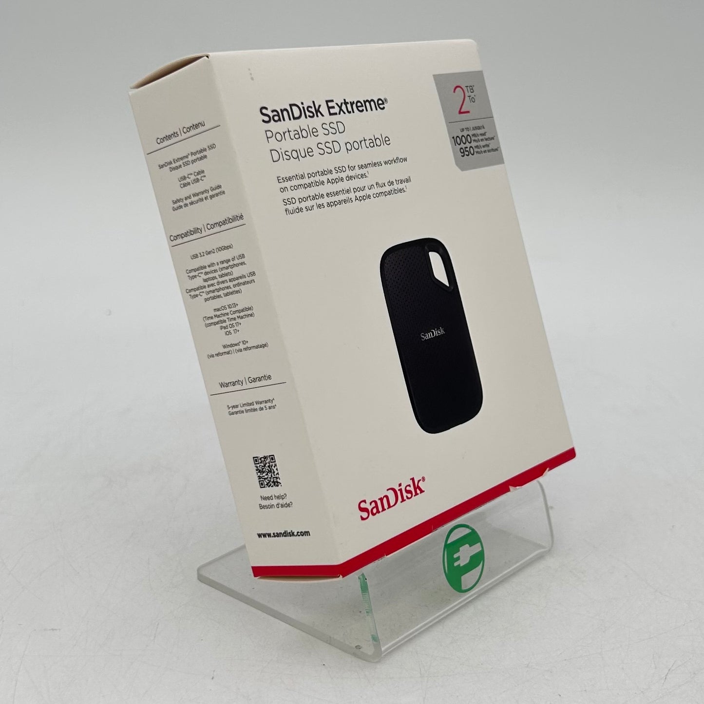 New SanDisk Portable Extreme Portable SSD 2TB USB-C to USB-C SSD SDSSDE62-2T00