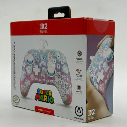 New PowerA Advantage Mushroom Kingdom Wired Controller White For Switch 2