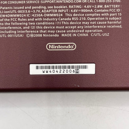 Broken Nintendo DSi XL Handheld Game Console TWL-001 Burgundy Power Issue