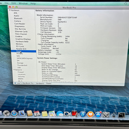 Late 2013 Apple MacBook Pro 13.3" i5 2.6GHz 8GB RAM 512GB SSD Silver A1502