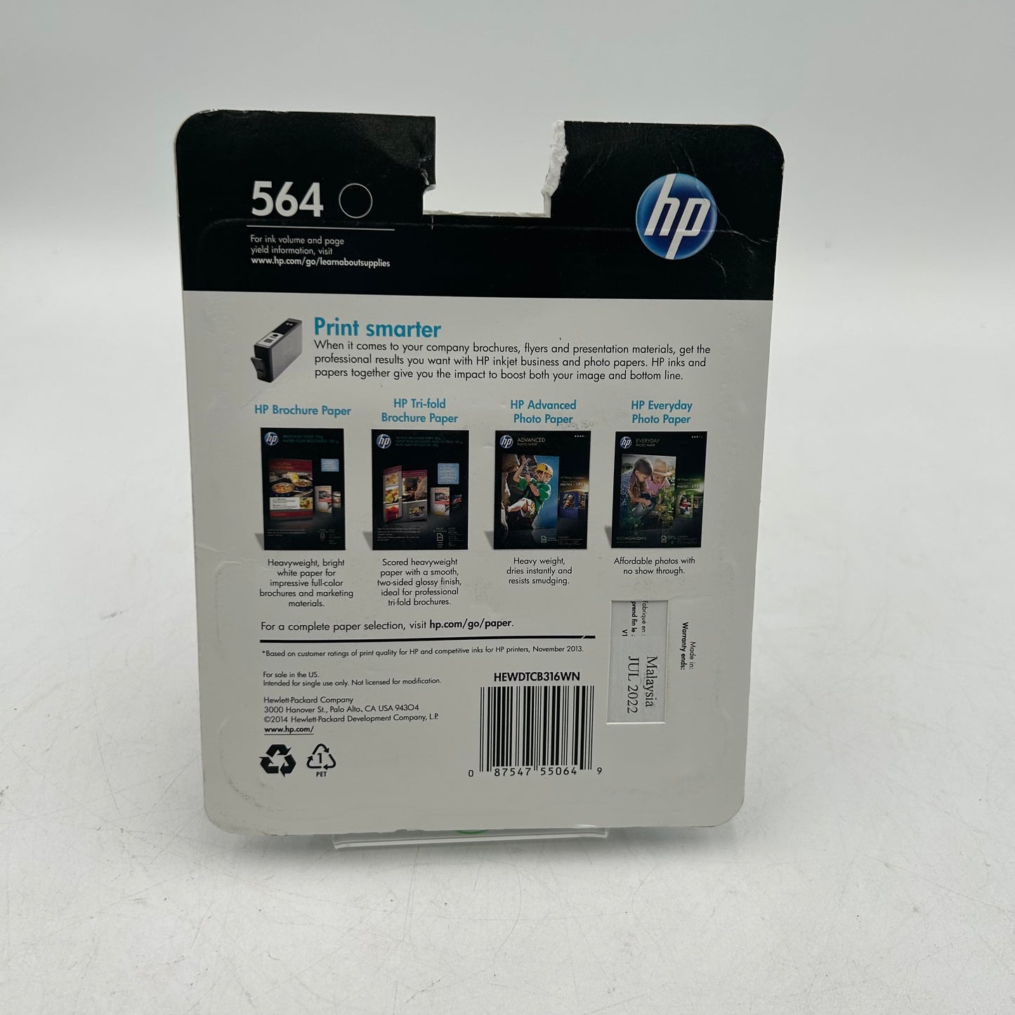 New HP 564 Black Noir Ink Cartridge CB316WN