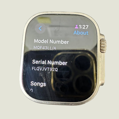 Unlocked Apple Watch Ultra 49MM Natural Titanium MQF43LL/A Face Only