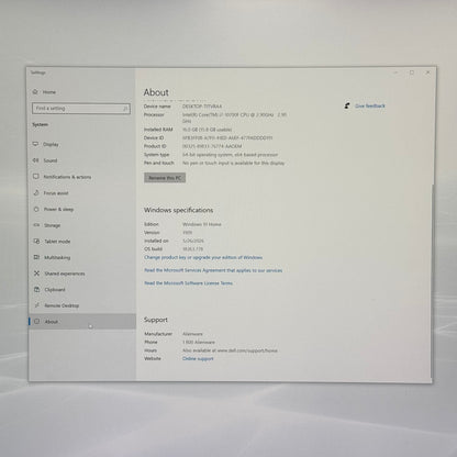 Alienware Aurora R11 Core i7-10700F 2.90GHz 16GB RAM 1TB HDD Nvidia GeForce RTX 2060