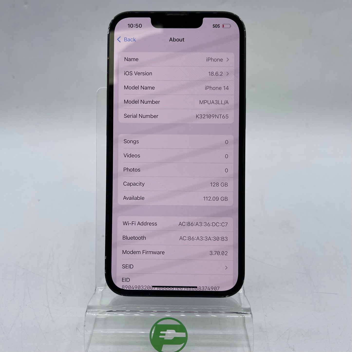 Unlocked Apple iPhone 14 128GB Midnight MPUA3LL/A