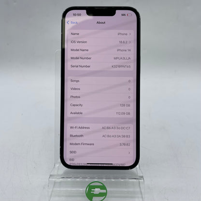 Unlocked Apple iPhone 14 128GB Midnight MPUA3LL/A
