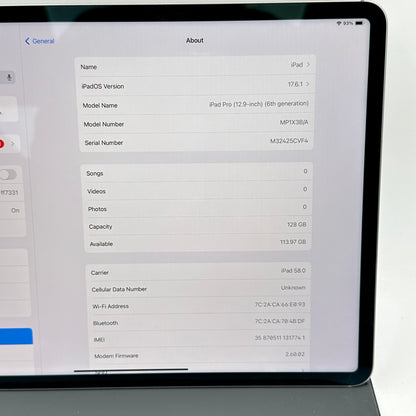 Factory Unlocked Apple iPad Pro 12.9" 6th Gen 128GB Space Gray w/ Keyboard Folio