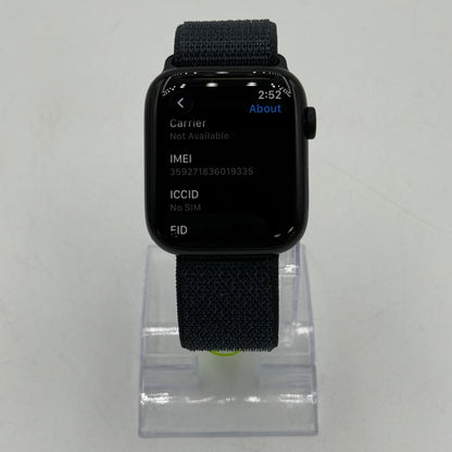 Unlocked Apple Watch SE 2nd Gen 44MM Midnight Aluminum Anchor Blue Sport Loop