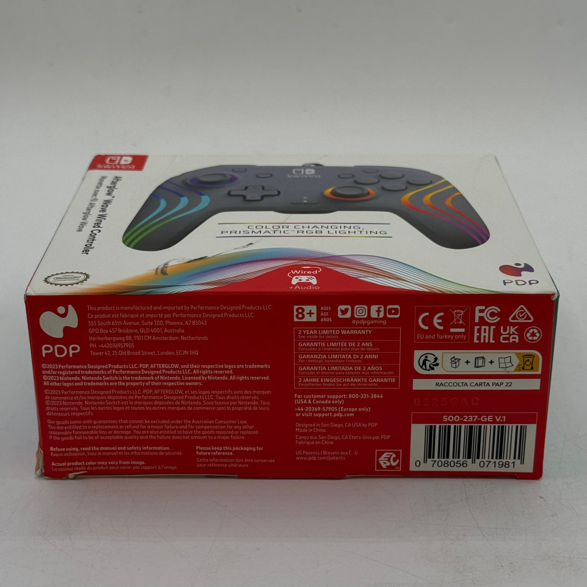 New PDP Nintendo Switch Afterglow Wave Wired Controller Controller Grey