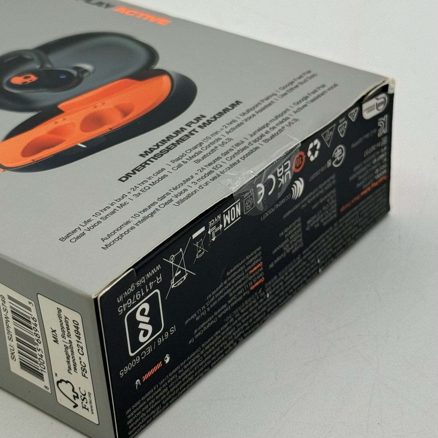 New Skullcandy Push Play Active Wireless In-Ear Bluetooth Headphones Black S2PPW