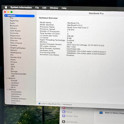2018 Apple MacBook Pro 13.3" i7-8569U 2.8GHz 16GB RAM 1TB SSD Space Gray A1989