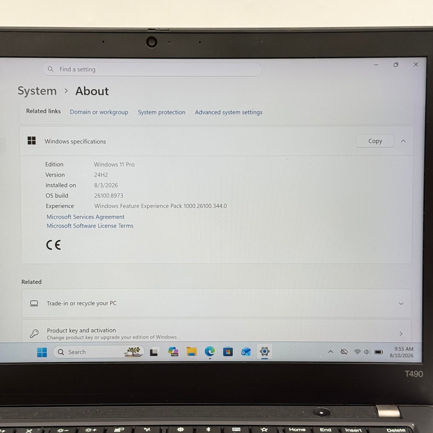 Lenovo ThinkPad T490 20N3 14" i7-8565U 1.8GHz 16GB RAM 256GB SSD