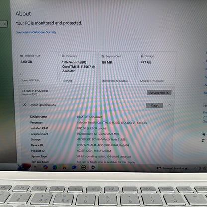 Dell Inspiron 7300  P122G001  13.3" i5-1135G7 2.4GHz 8GB RAM 512GB SSD