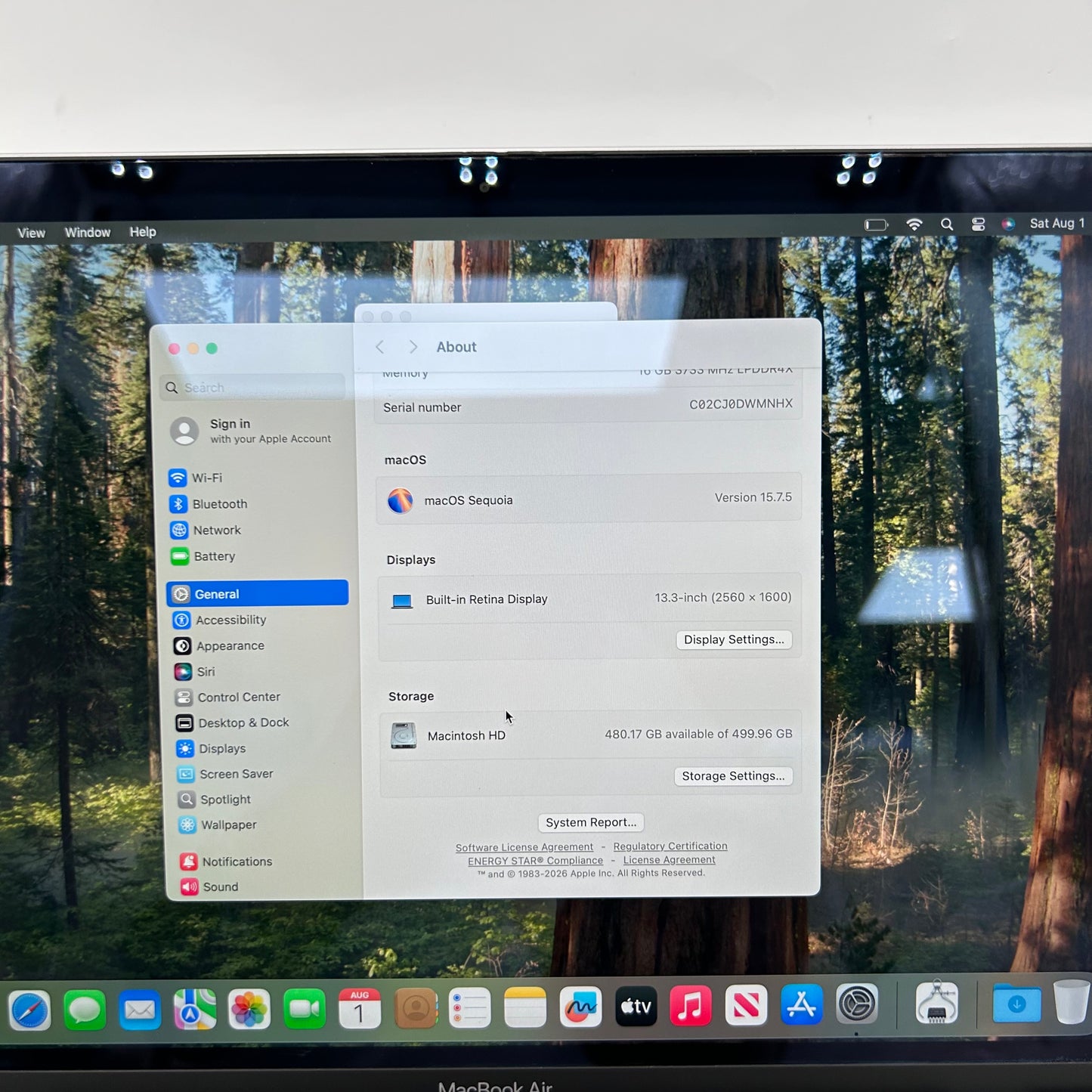 2020 Apple MacBook Air 13.3" i5 1.1GHz 16GB RAM 512GB SSD Space Gray A2179