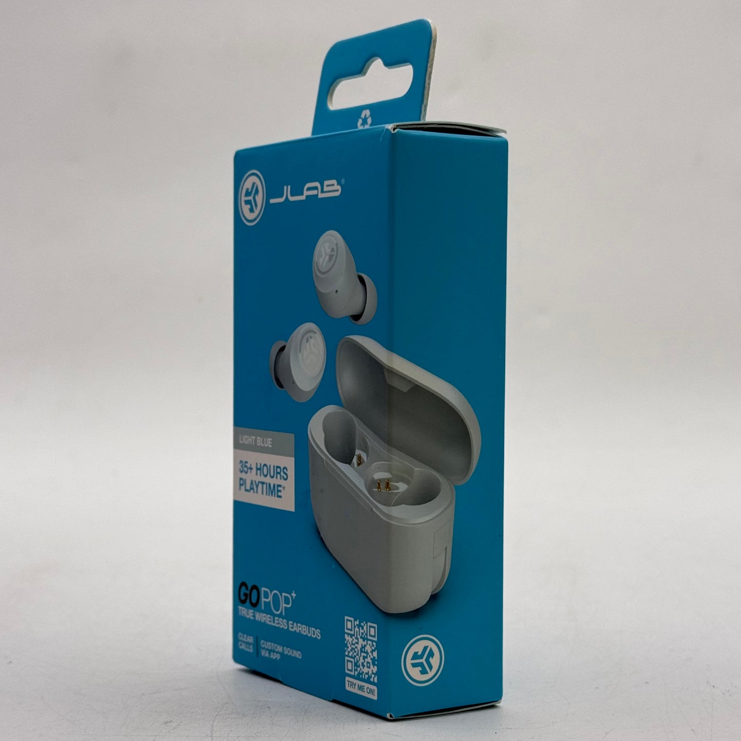 New JLab GoPop+ True Wireless Earbuds Light Blue EBGAIRPOPRLTBLU124