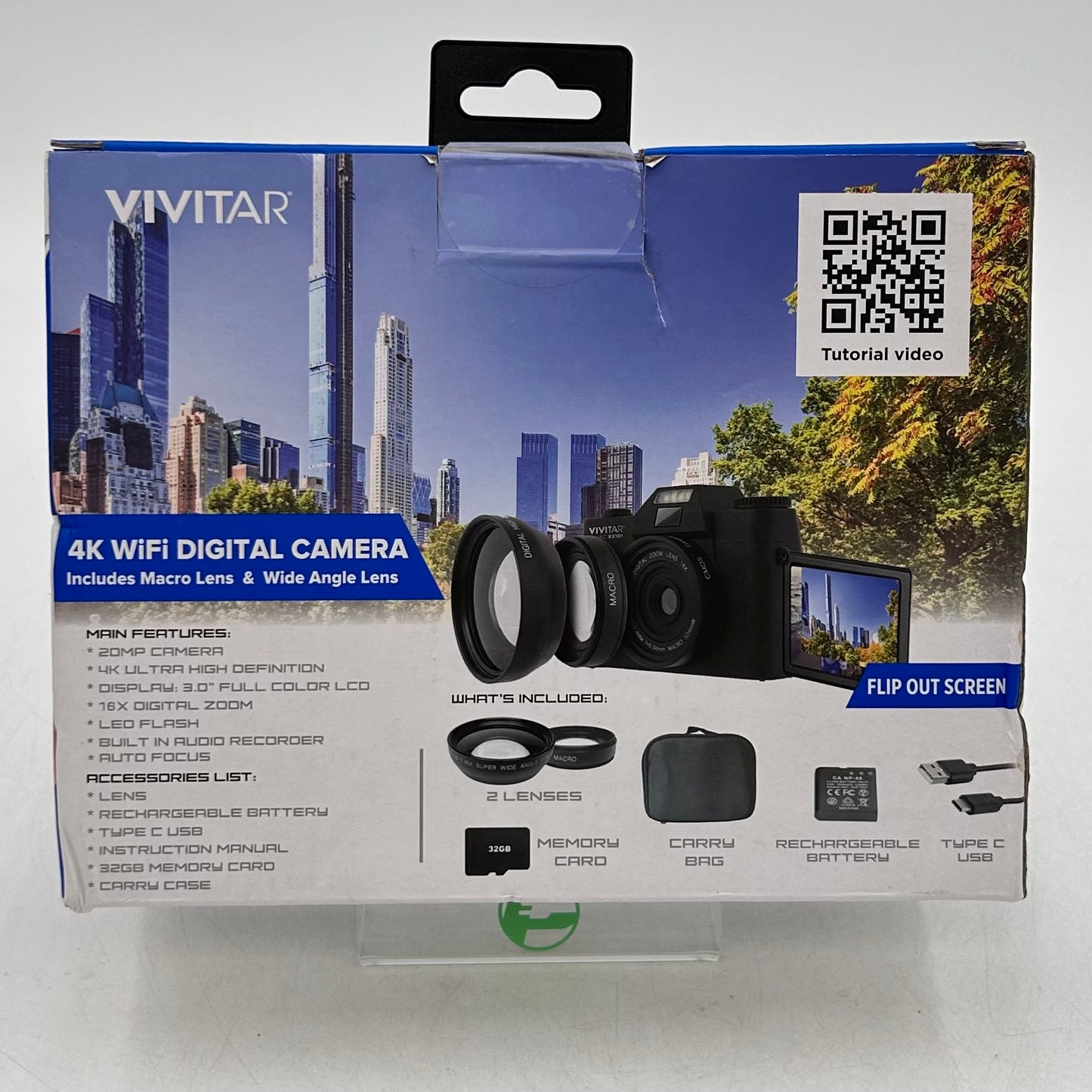 New Vivitar 4K WiFi Digital Camera VECXX101-MBLK 20MP