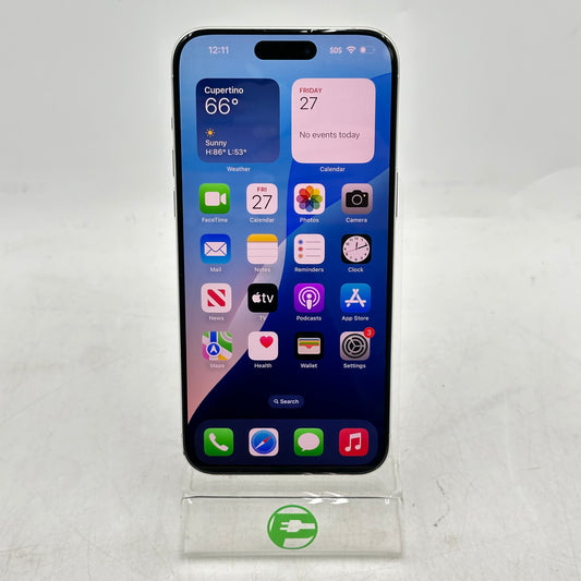 Factory Unlocked Apple iPhone 15 Pro Max 256GB White Titanium MU673LL/A READ
