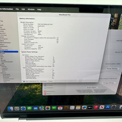 2021 Apple MacBook Pro 14" M1 Pro 14C GPU 3.2GHz 16GB RAM 512GB SSD A2442