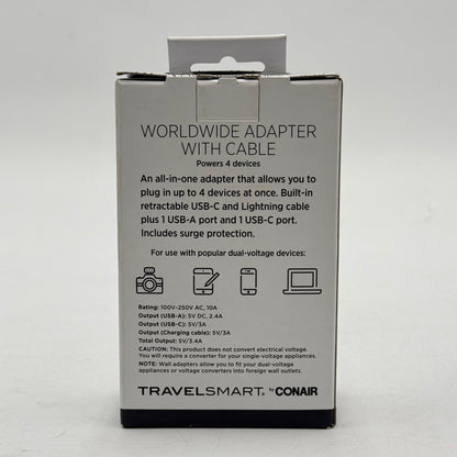New Travelsmart Worldwide Adapter With Cable