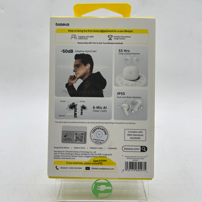 New Baseus BP1 Pro Wireless In-Ear Bluetooth Headphones White PM132
