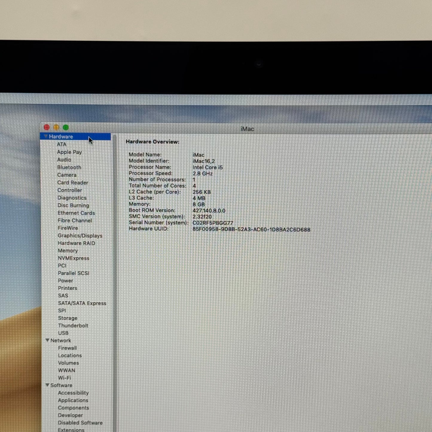2015 Apple iMac 21.5" i5 2.8GHz 8GB RAM 1TB HDD Silver A1418