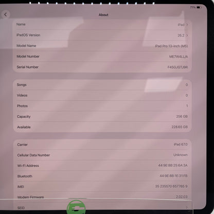 WiFi Only Apple iPad Pro 13" M5 256GB Space Black ME7W4LL/A