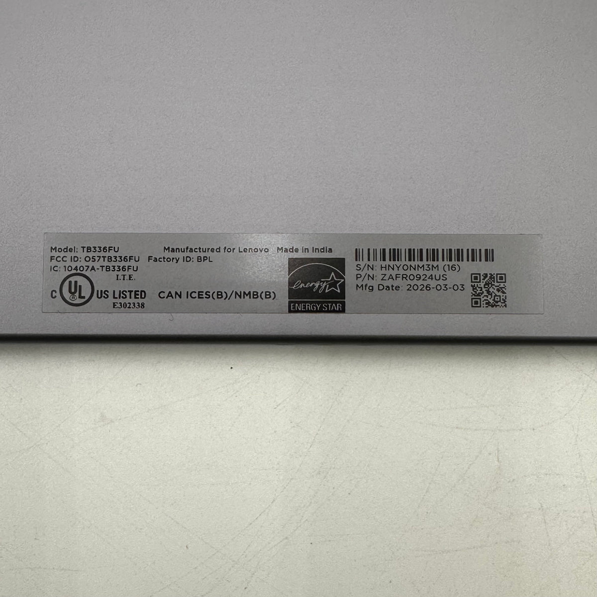 WiFi Only Lenovo Idea Tab 128GB Luna Grey TB336FU