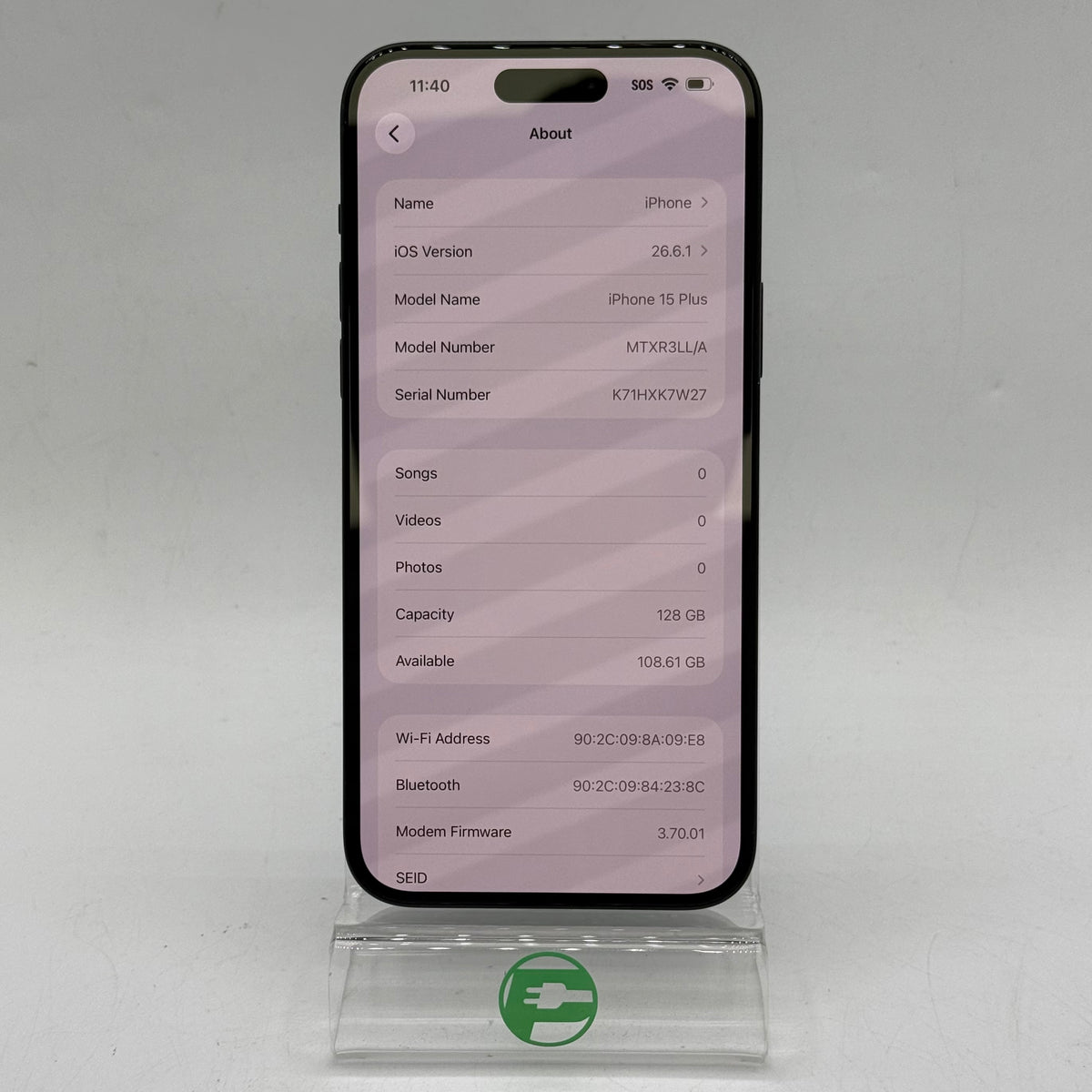 Factory Unlocked Apple iPhone 15 Plus 128GB Black MTXR3LL/A