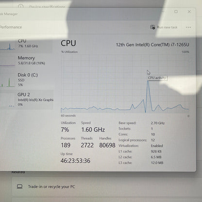 Microsoft Surface Laptop 5 1979 i7-1265U 2.7GHz 32GB RAM 1TB Remotely Managed