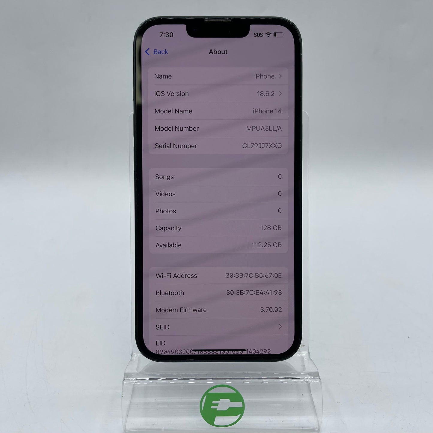 Factory Unlocked Apple iPhone 14 128GB Midnight MPUA3LL/A