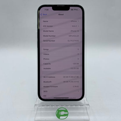 Factory Unlocked Apple iPhone 14 128GB Midnight MPUA3LL/A