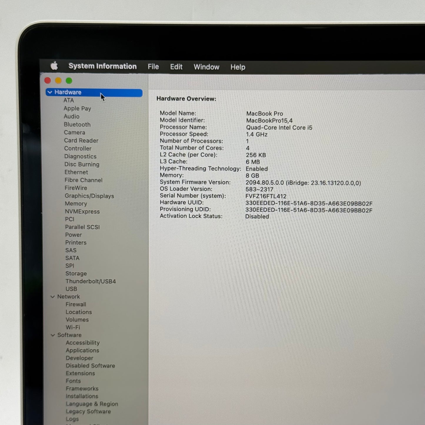 2019 Apple MacBook Pro 13.3" i5 1.4GHz 8GB RAM 256GB SSD Silver A2159