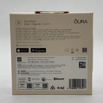 New Oura Ring 4 Size 9 Silver Titanium Smart Ring JZ90-54217-09